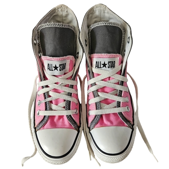 Converse Chuck Taylor All Star Layer Up Pink/Grey Hi Sneakers 111088 Womens 7 - Picture 1 of 13